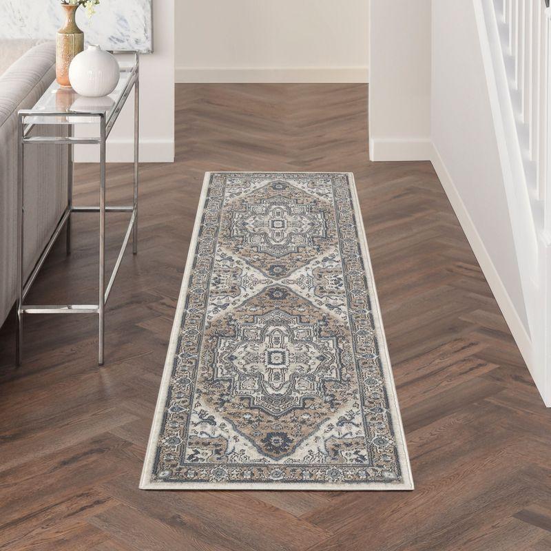 Nourison Concerto 2'2" x 10' Ivory Grey Taupe Vintage Indoor Rug