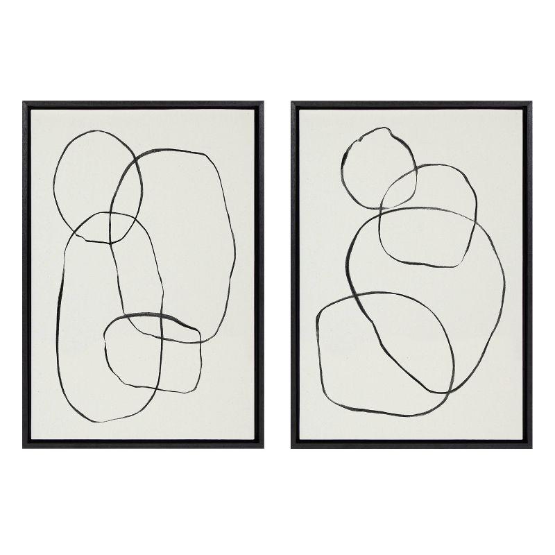 Kate and Laurel " 871 Modern Circles Flinen (left) & 869 Going In Circles Flinen (right) " by Teju Reval 2 - Pieces