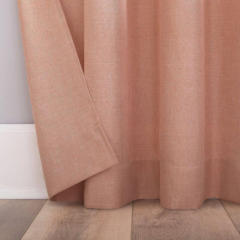 40"x84" No. 918 Light Filtering Semi-Sheer Joshua Heathered Texture Tab Top Curtain Panel Pink: Modern Sheer Curtain