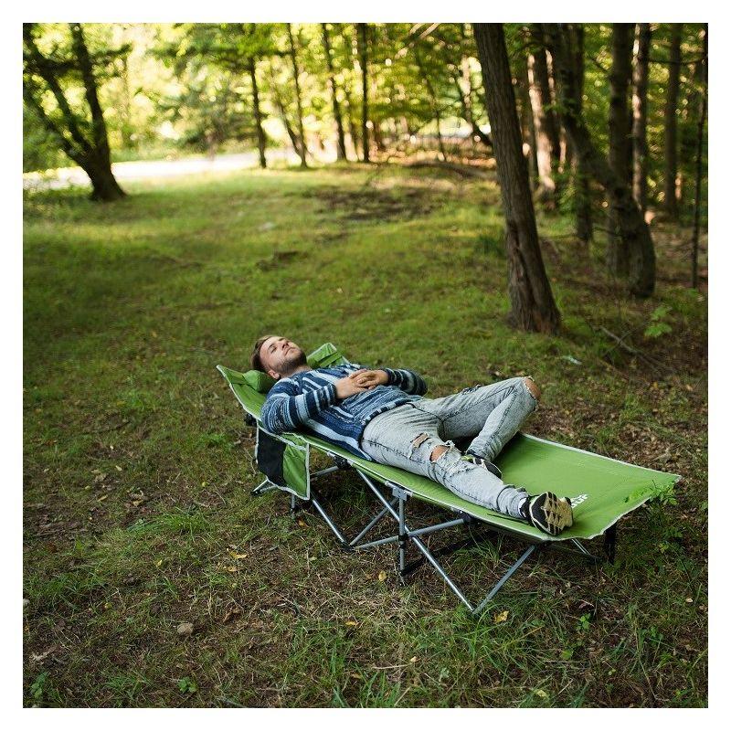 Alpcour Alpcour Folding Camping Cot - Compact Single Person Bed with Pillow for Indoor & Outdoor Use