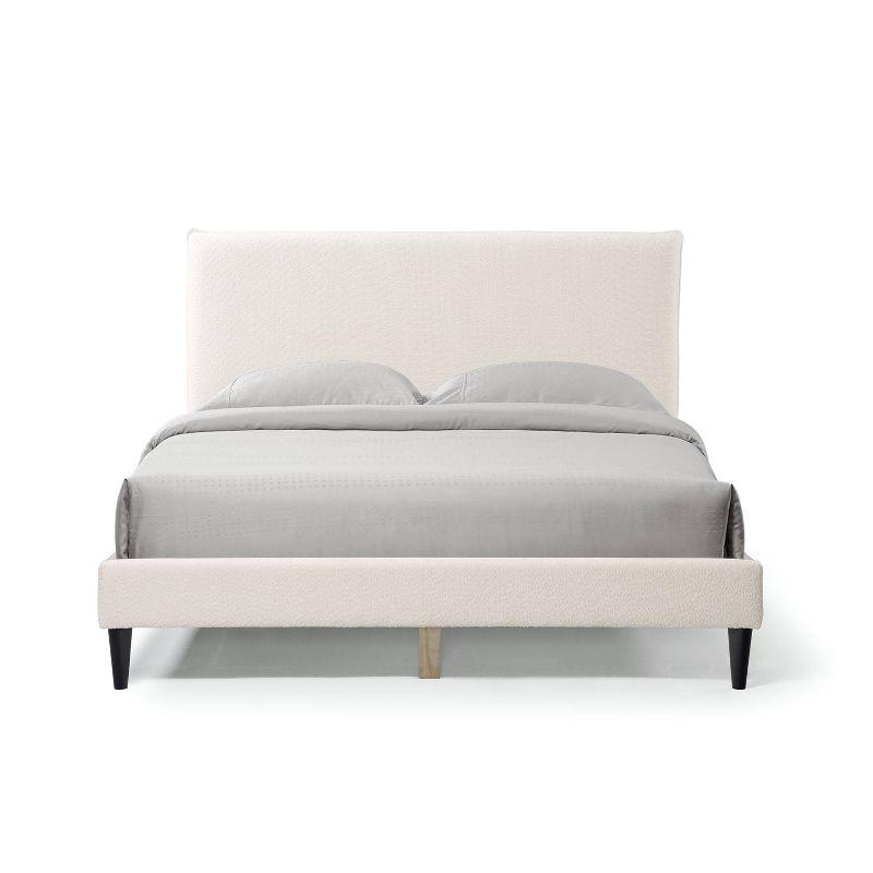 24/7 Shop At Home Queen Heartwild Modern Boucle Upholstered Pillow Headboard Platform Bed: Smooth Finish & Wood Frame