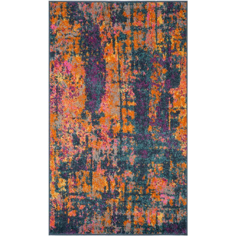 Madison MAD143 Power Loomed Area Rug - Blue/Orange - 3'x5' - Safavieh.