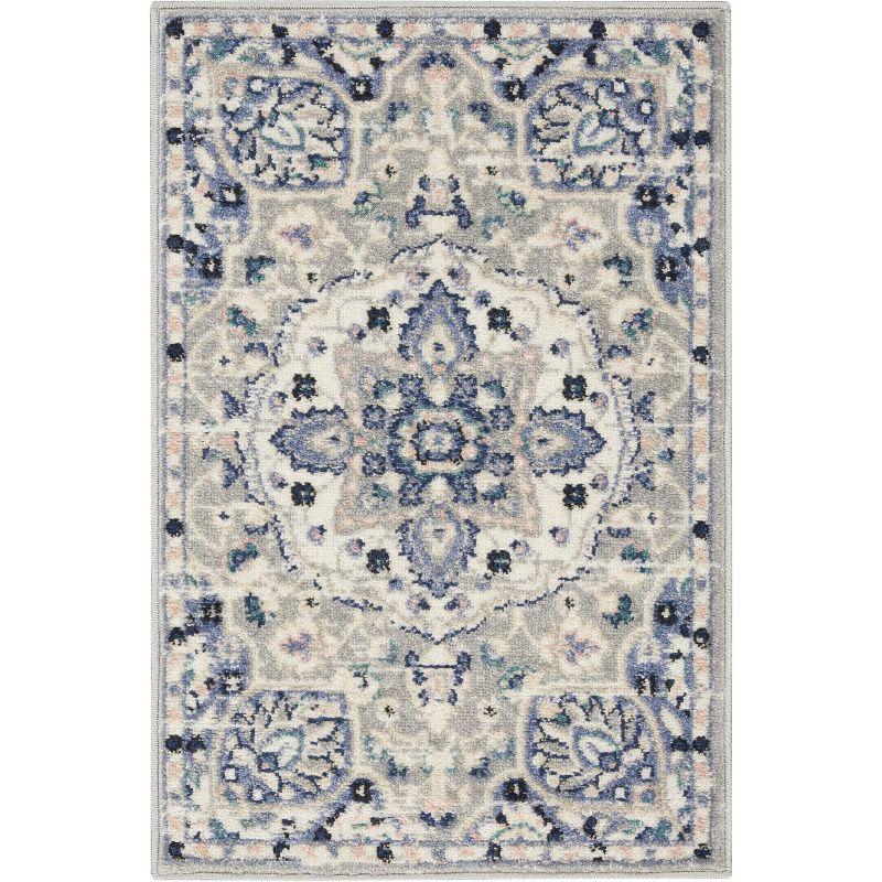 Vintage Floral Medallion Grey/Multi Synthetic Area Rug