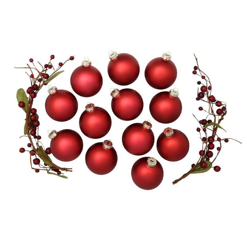 Northlight 12ct Red Christmas Matte Finish Glass Ball Ornaments - 2.75" (70mm)