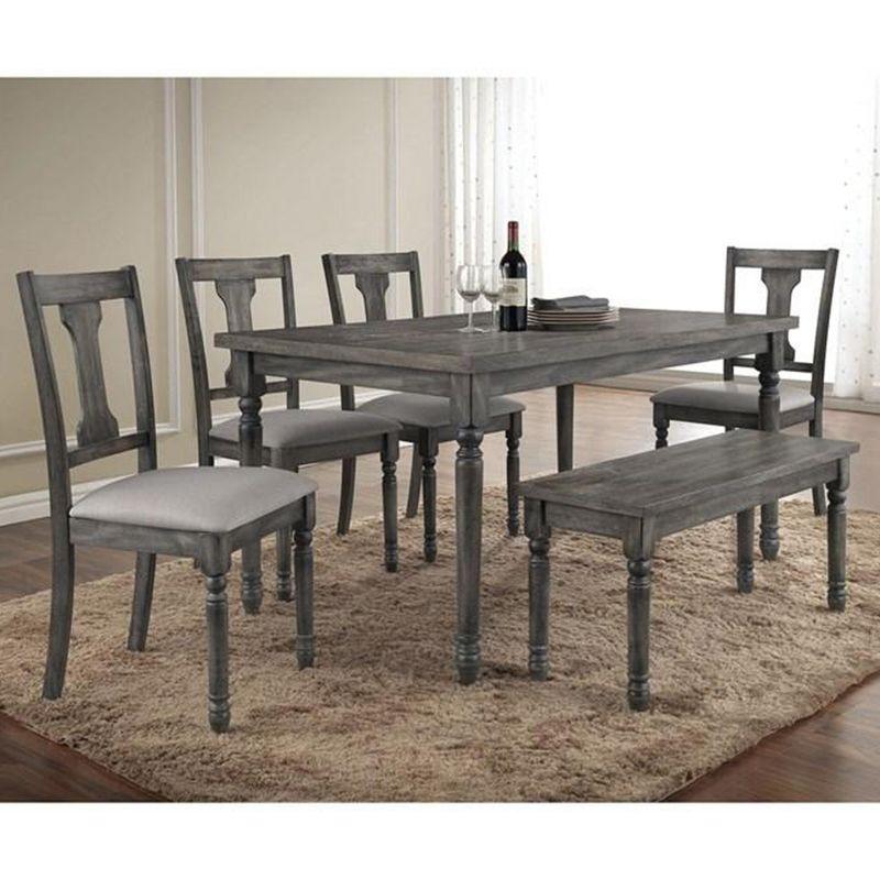 Simple Relax Rectangular Wooden Dining Bench in Weathered Gray