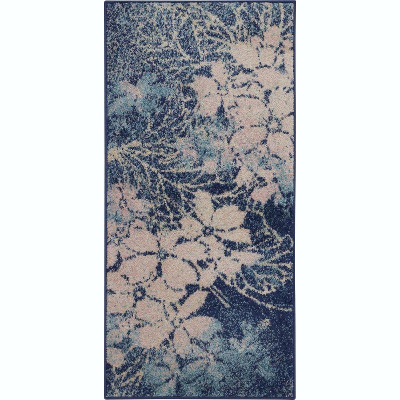 Tranquil TRA08 Beige/Navy Area Rug Contemporary Ombre Floral By Nourison