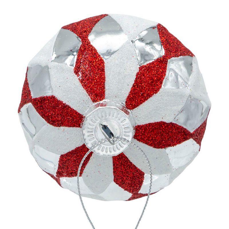 Kurt Adler 80MM Glass Red, White and Silver 6-Piece Ball Ornament Set