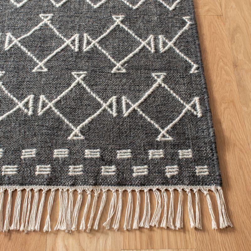 Charcoal and Ivory Wool Flat Woven 4' x 6' Area Rug