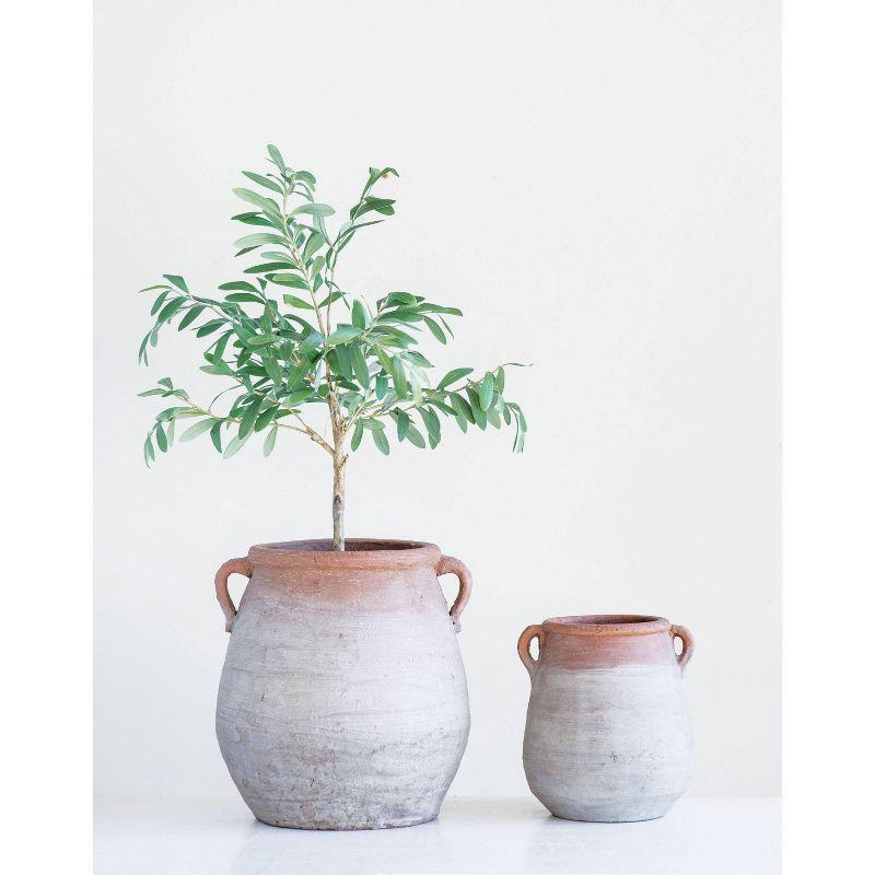 Storied Home 14" x 13" Whitewashed Terracotta Urn Jar Orange : Indoor/Outdoor, Boho Style, Water Tight