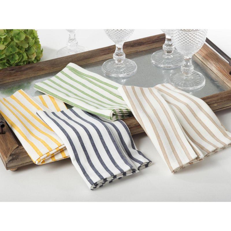 Yellow and White Cotton Striped Napkins, Set of 4