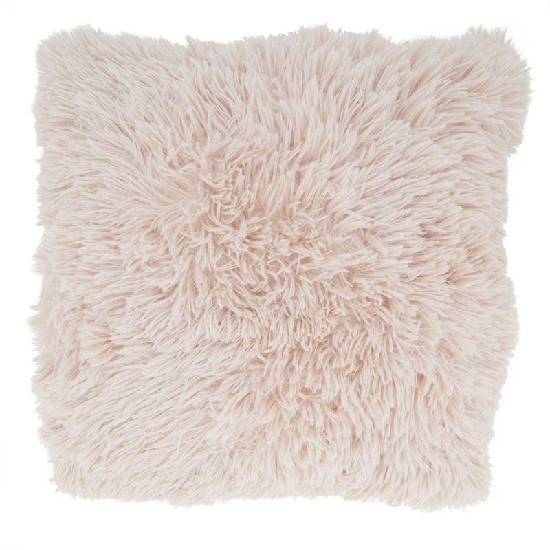 Natural Faux Fur Square Throw Pillow with Down Filling