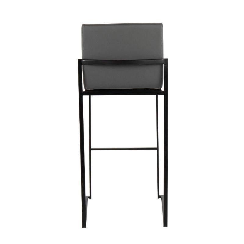 Set of 2 FujiHB PU Leather/Steel Barstools Black/Gray - LumiSource: Kitchen Counter Stools, Fixed Height