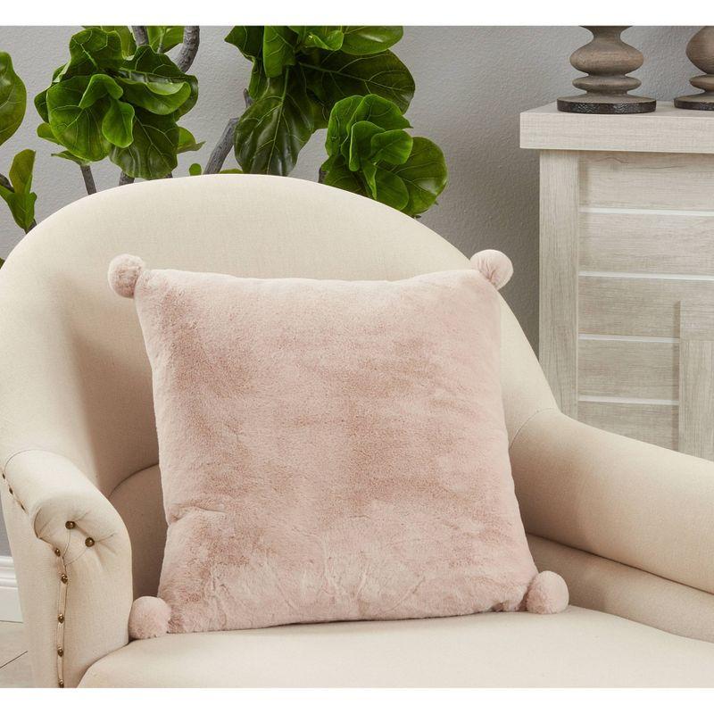 18"x18" Poly-Filled Faux Rabbit Fur Square Throw Pillow - Saro Lifestyle