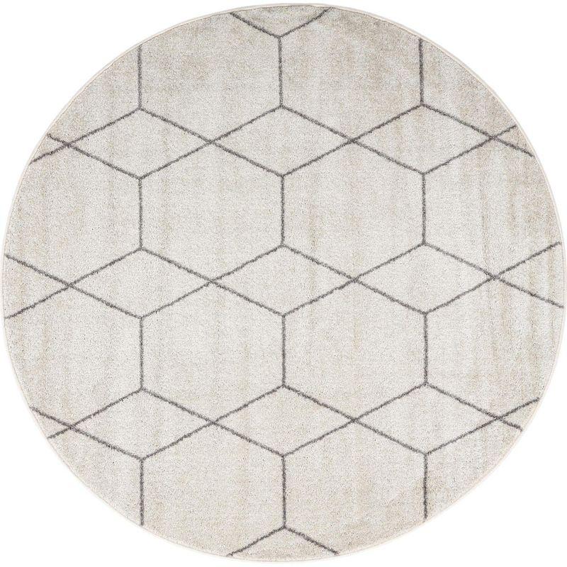 Unique Loom 6' 0 x 6' 0 Trellis Frieze Geometric Ivory Area Rug