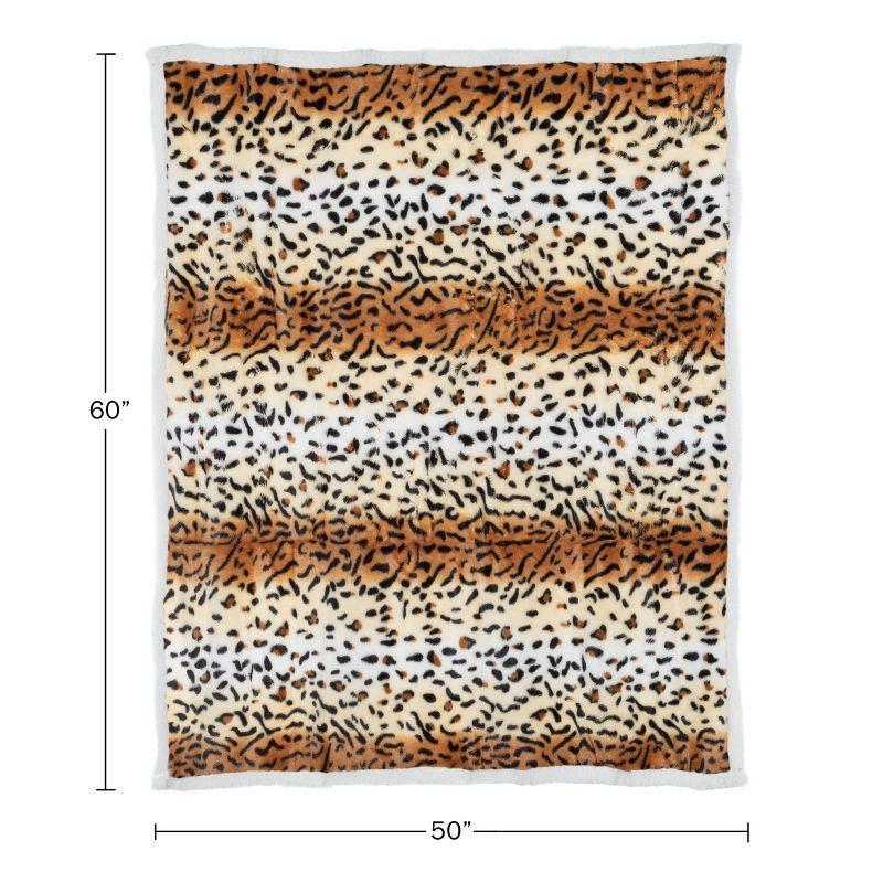 Tiger Print Fleece Sherpa Reversible Blanket, 50" x 60"