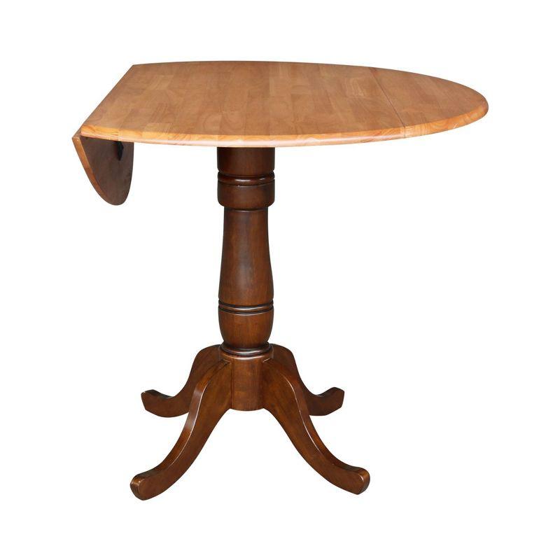 35.5" Brevin Round Dual Pedestal Drop Leaf Dining Table Cinnamon/Espresso - International Concepts: Compact, Counter Height