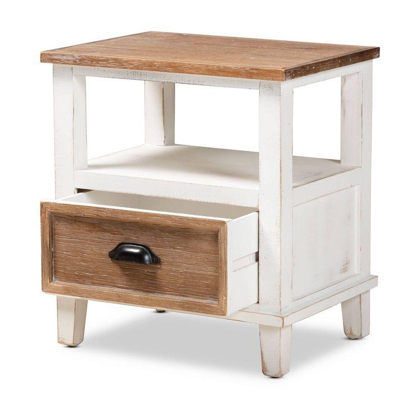 Glynn Rustic White and Oak Brown 1-Drawer Nightstand