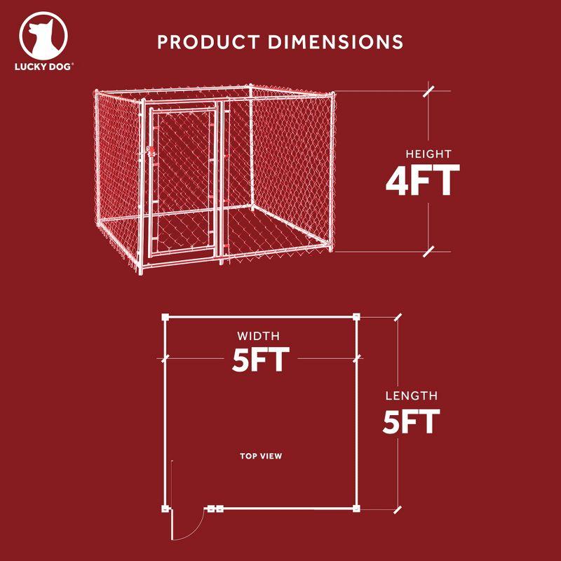 Lucky Dog Adjustable Heavy Duty Outdoor Galvanized Steel Chain Link Dog Kennel Enclosure with Latching Door, and Raised Legs