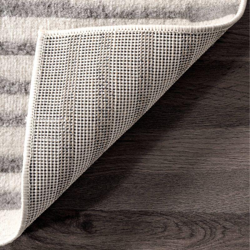 6'7"x9' Briggs Contemporary Striped Area Rug Light Gray - nuLOOM: Geometric Pattern, Low Pile, Indoor Use
