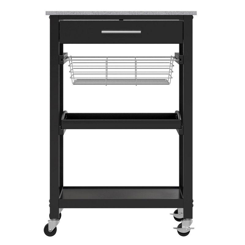 Julia Granite Top Kitchen Cart Wood/Black - Winsome