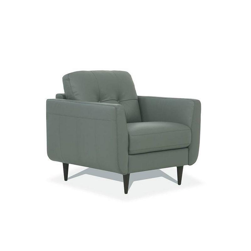 35" Radwan Chair Pesto Green Leather - Acme Furniture: Button-Tufted, Wood Legs, No Assembly Required