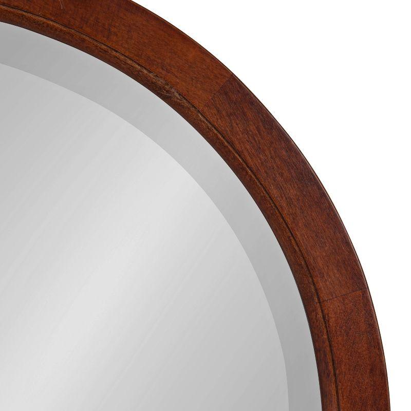 18" x 18" Hogan Round Framed Decorative Wall Mirror Walnut Brown - Kate & Laurel: Modern Poplar Wood, Wall Mount