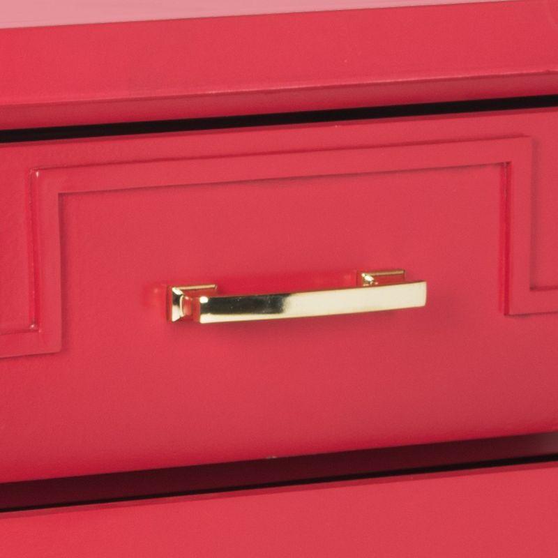 Raina 3 Drawer Greek Key Nightstand - FOX6278 - Red - Safavieh Couture