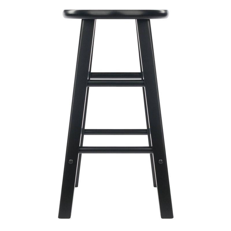Winsome 2pc 24" Element Counter Height Barstools Black : Round Wood Frame, Non-Upholstered, Fixed Seat Height