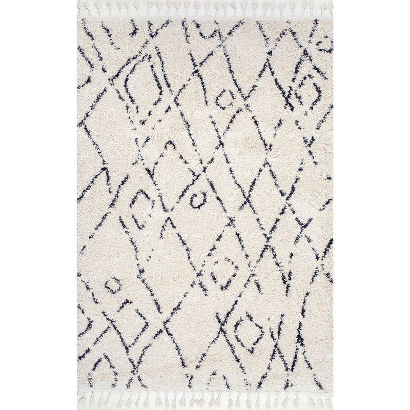 Nuloom Nieves Moroccan 5 Square Indoor Area Rug for Living Room Bedroom Dining Room, Off White/Dark Grey