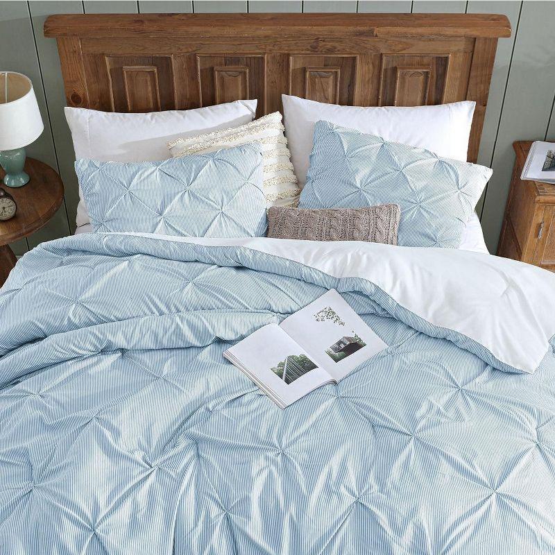 Swift Home | Striped Pintuck 2-Piece Comforter Set Rose Twin/Twin XL