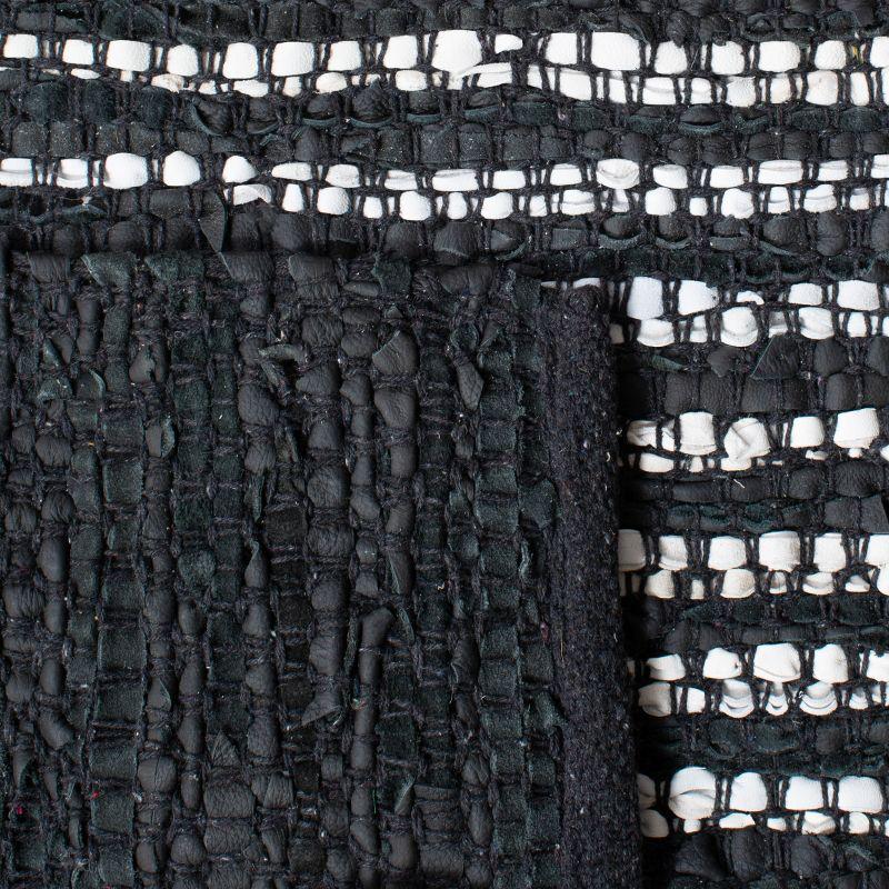 Vintage Leather VTL388 Hand Woven Indoor Area Rug - Light Grey/Black - 6'x9' - Safavieh