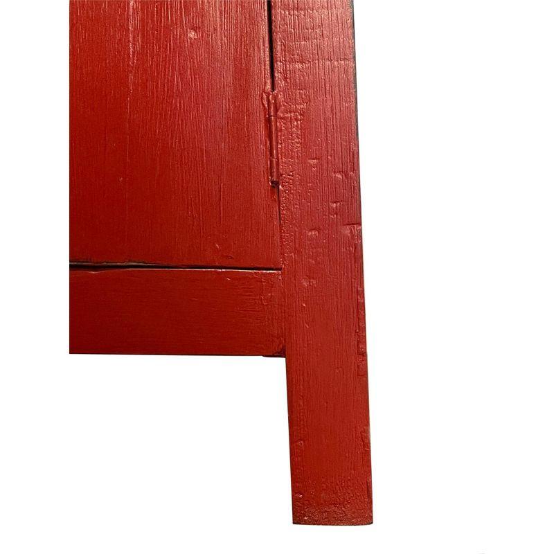 Besthom Shabby Chic Cottage 21 in. Red Rectangular Wood End Table