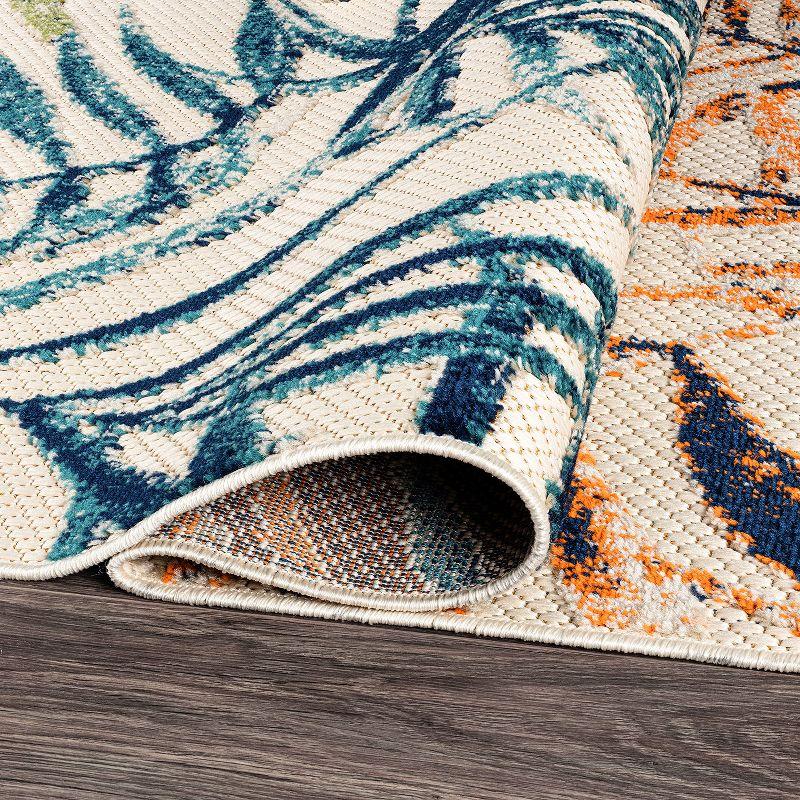 World Rug Gallery Bahama Palm Frond Floral Indoor/Outdoor Area Rug - Multi 5' x 7'