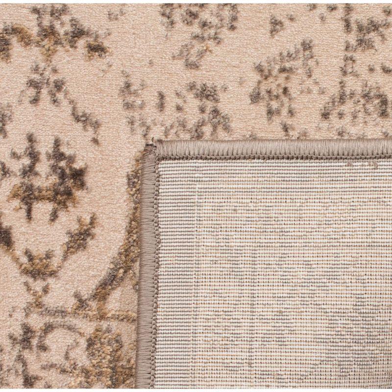 Elegant Cream & Bronze 5' x 7' Synthetic Hand-Knotted Area Rug