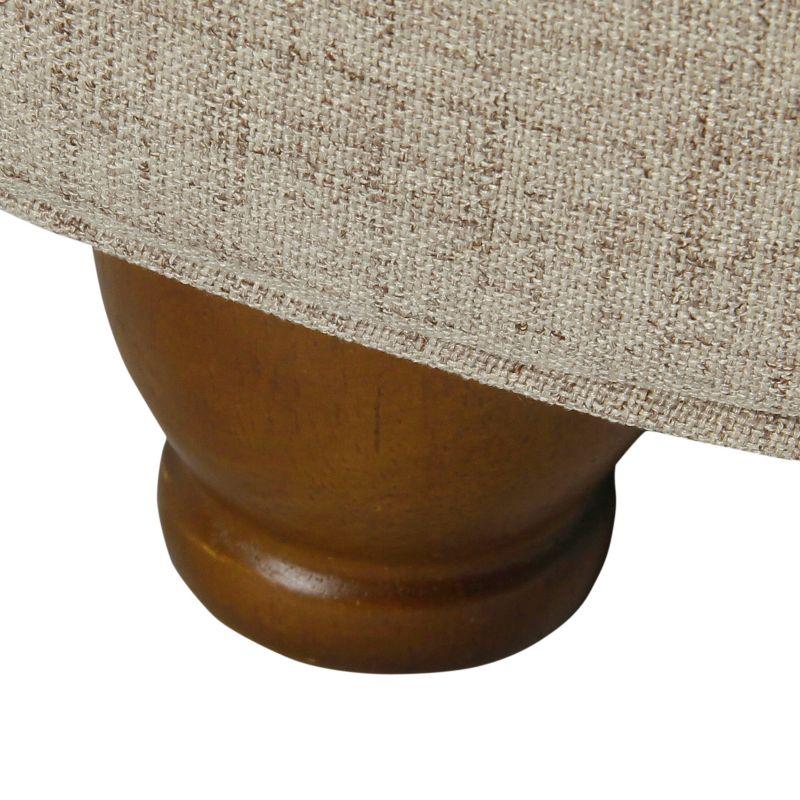 Large Tufted Round Beige Polyester Cocktail Ottoman