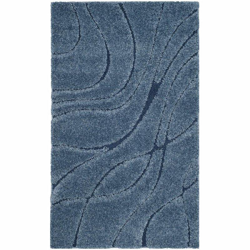 Florida Shag SG471 Power Loomed Indoor Accent Rug - Light Blue/Blue - 4'x6' - Safavieh