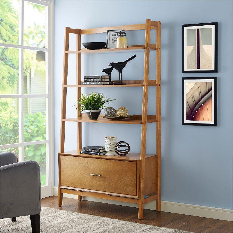 Acorn Wood Ladder Bookcase with Full Extension Drawer