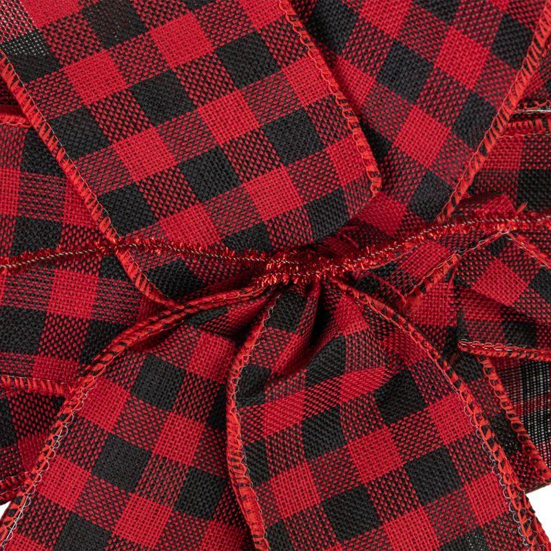 Northlight 19" Buffalo Plaid Print 14 Loop Christmas Bow Tree Topper