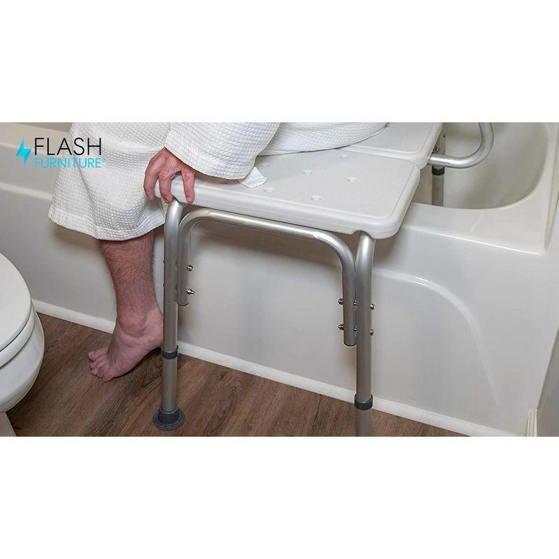 Flash Furniture DC-HY3510L-WH-GG Phoebe Aluminum Height Adjustable Medical Shower Transfer Bench