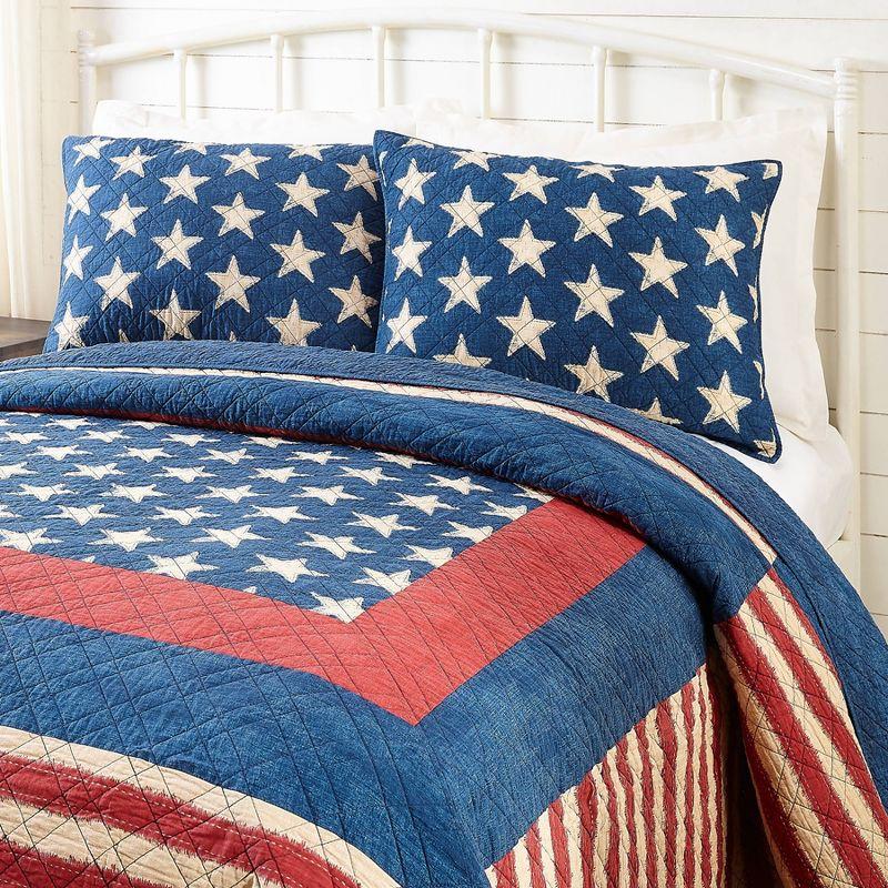 Modern Heirloom Americana Patch 100% Cotton 3-Piece Quilt/Coverlet Set