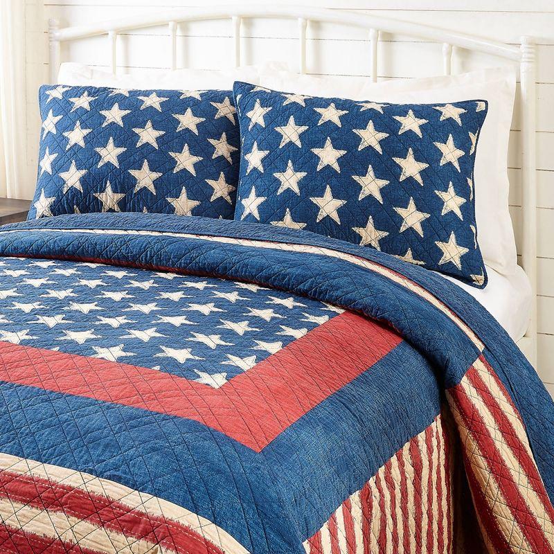 3pc Americana Patch Quilt Set Blue/Red - Modern Heirloom