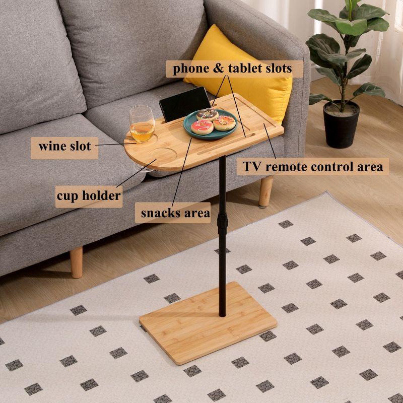 360° Rotatable Sofa Tray Table for Couch Arm - C-Shaped End Table with Phone & Tablet Slots, TV Tray Table, Side Table Tray for Living Room & Bedroom