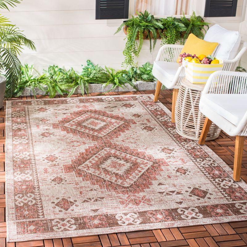 Courtyard CY8546 Power Loomed Indoor and Outdoor Area Rug - Beige/Red - 4'x5'7" - Safavieh