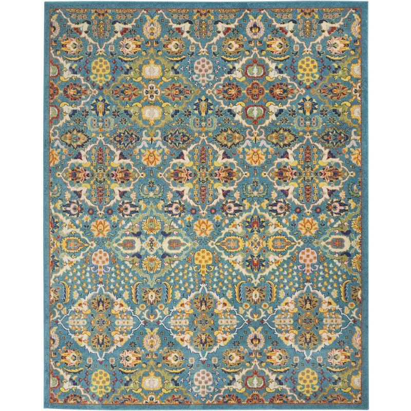 Nourison Allur Boho Indoor Area Rug Turquoise Ivory 9' x 12'