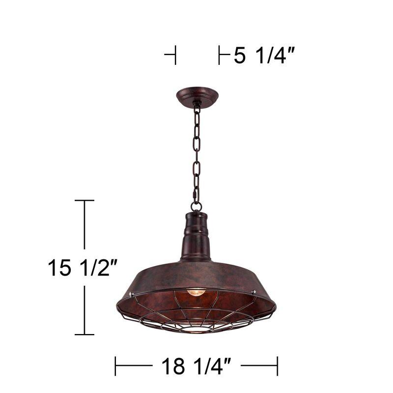Franklin Iron Works Tiedra Rust Bronze Pendant Light 18 1/4" Wide Farmhouse Industrial Rustic Cage for Dining Room House Foyer Kitchen Island Entryway