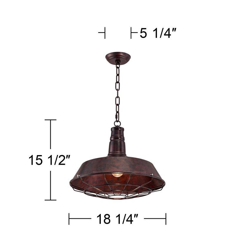 Rust Bronze Farmhouse Industrial Cage Pendant Light