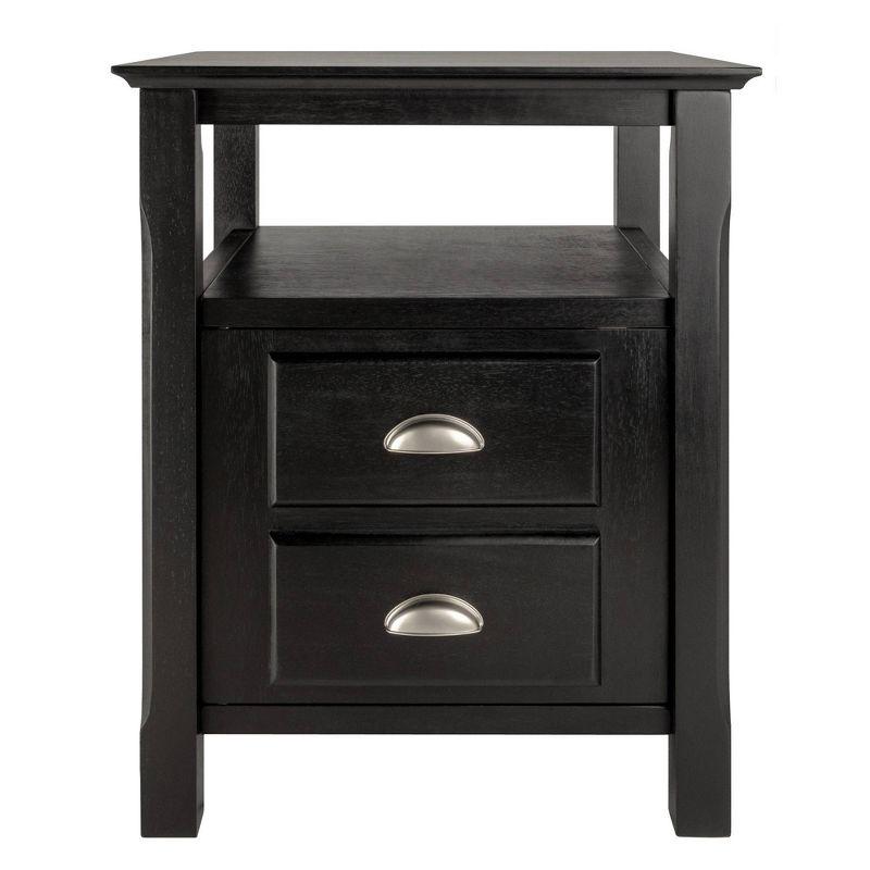 Timber Nightstand Black - Winsome: 2-Shelf Cabinet, Open Storage, Bedroom Furniture