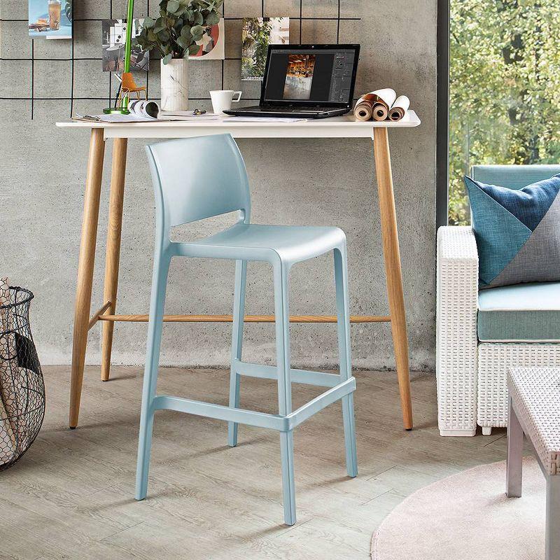 Lagoon Sensilla Baby Blue Stackable Resin Bar Stools, Set of 2