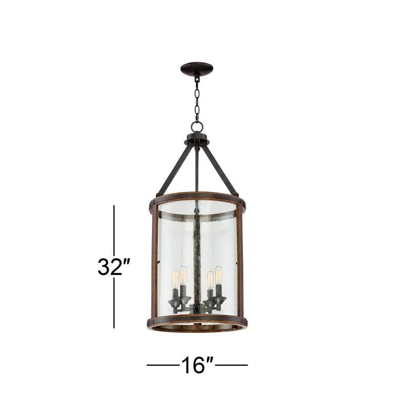 Franklin Iron Works Gorham Iron Gray Pendant Chandelier 16" Wide Industrial Rustic Clear Seeded Glass 4-Light Fixture for Dining Room Kitchen Island