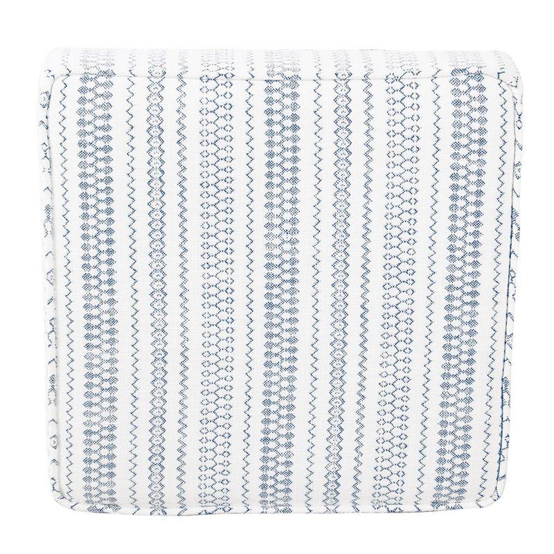 Cole Classics Square Storage Ottoman with Lift Off Top Blue Striped - HomePop: Farmhouse Accent, Wood Legs